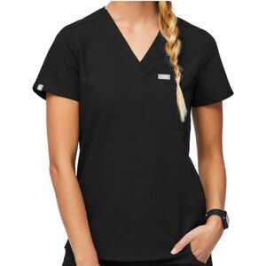Figs Women's Black V-Neck Top
